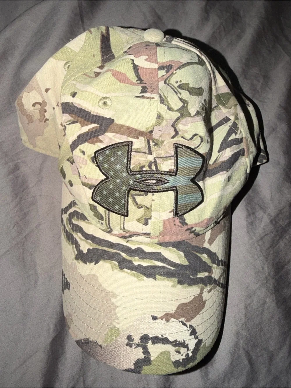 Under Armour Camo Cap in Olive and Tan